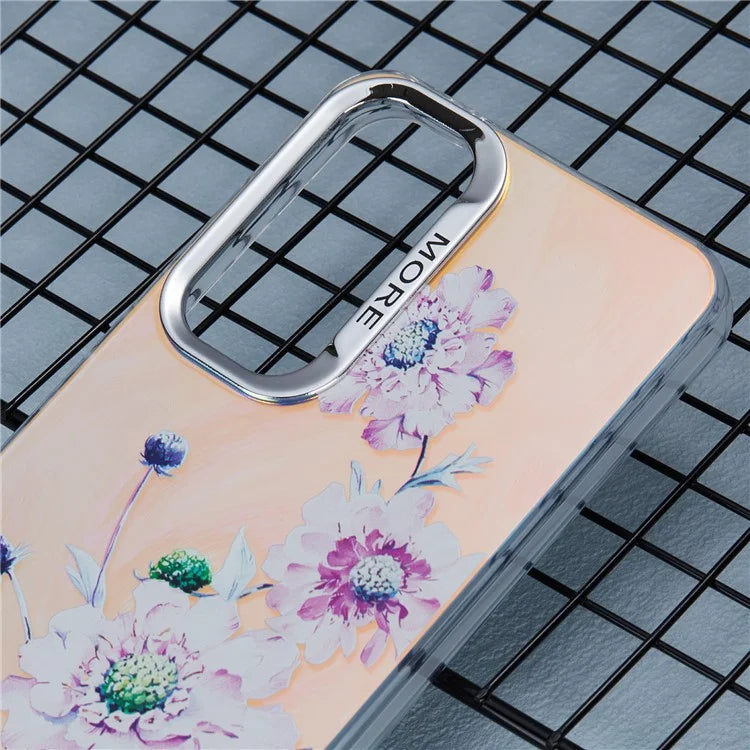 For Samsung Galaxy A35 5G Case Floral Aesthetic PC+TPU Phone Cover Electroplating Laser