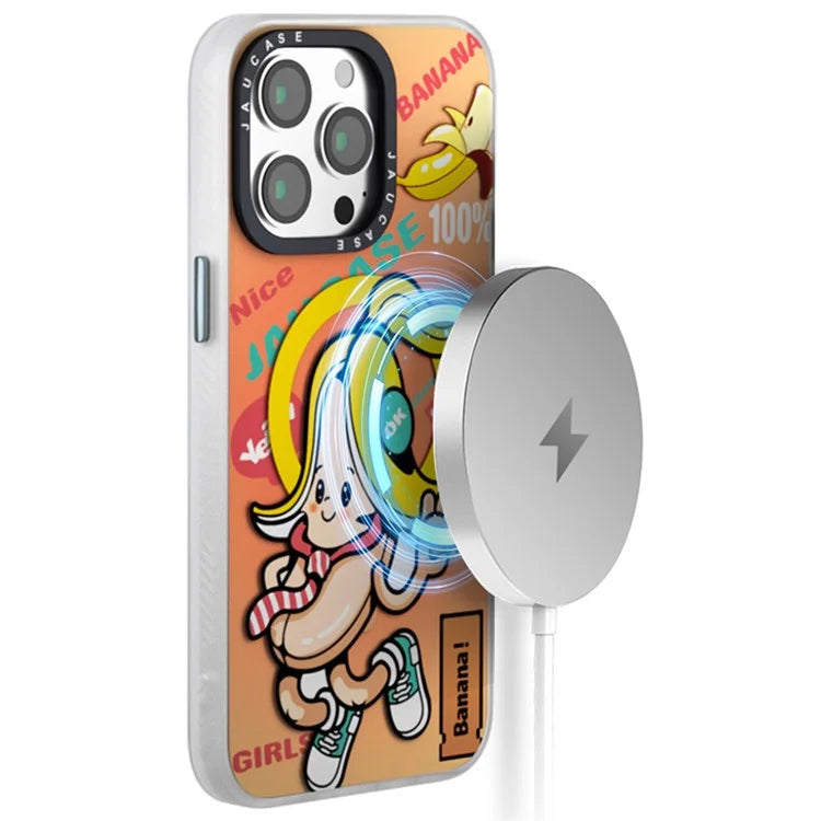 JAUCASE For iPhone 15 Pro Max Case Compatible with MagSafe Cute Pattern PC+TPU Phone Cover