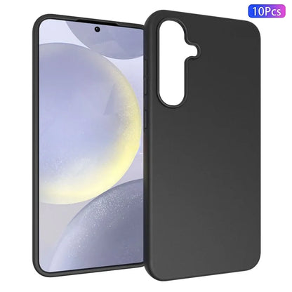 10Pcs  /  Pack for Samsung Galaxy S24 FE Case TPU Frosted Back Phone Cover, Anti-Fingerprint - Black