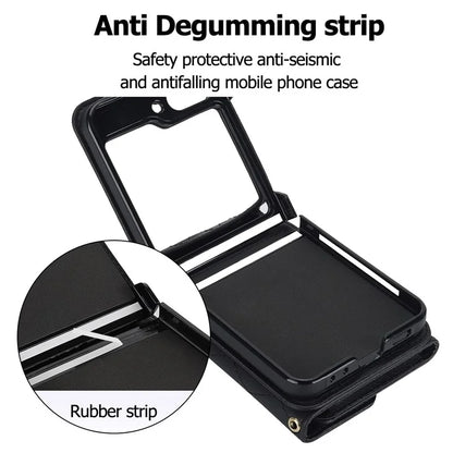 ZD 03 for Samsung Galaxy Z Flip6 5G Case Bag Design PU Leather Crossbody Phone Cover RFID Blocking