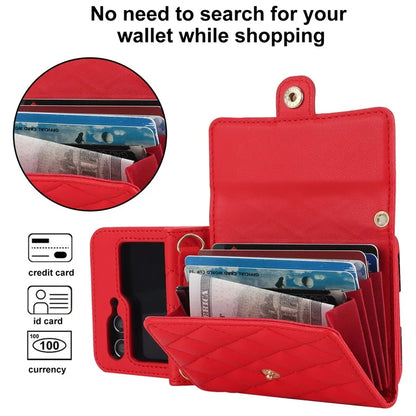 ZD 03 for Samsung Galaxy Z Flip6 5G Case Bag Design PU Leather Crossbody Phone Cover RFID Blocking