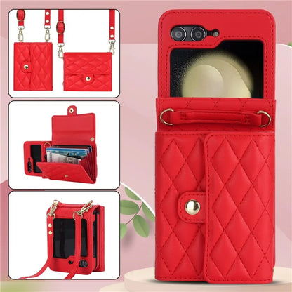 ZD 03 for Samsung Galaxy Z Flip6 5G Case Bag Design PU Leather Crossbody Phone Cover RFID Blocking