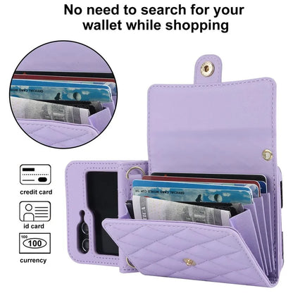 ZD 03 for Samsung Galaxy Z Flip6 5G Case Bag Design PU Leather Crossbody Phone Cover RFID Blocking
