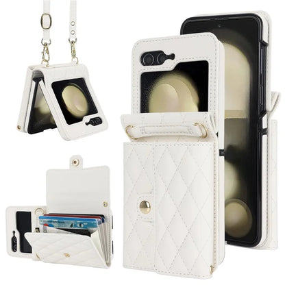 ZD 03 for Samsung Galaxy Z Flip6 5G Case Bag Design PU Leather Crossbody Phone Cover RFID Blocking