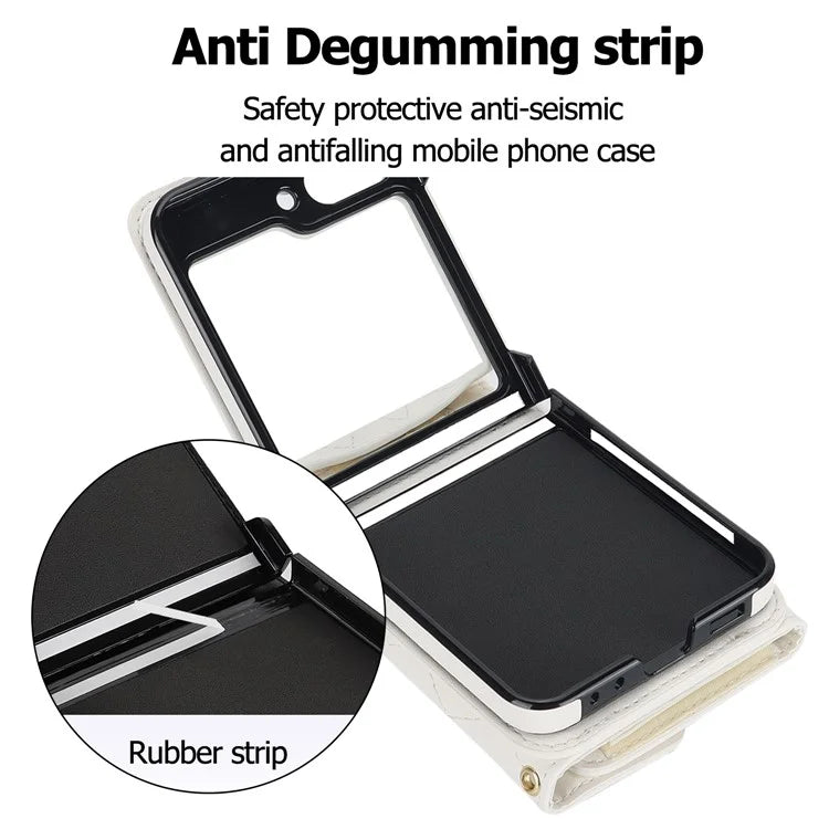 ZD 03 for Samsung Galaxy Z Flip6 5G Case Bag Design PU Leather Crossbody Phone Cover RFID Blocking
