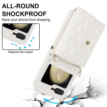 ZD 03 for Samsung Galaxy Z Flip6 5G Case Bag Design PU Leather Crossbody Phone Cover RFID Blocking