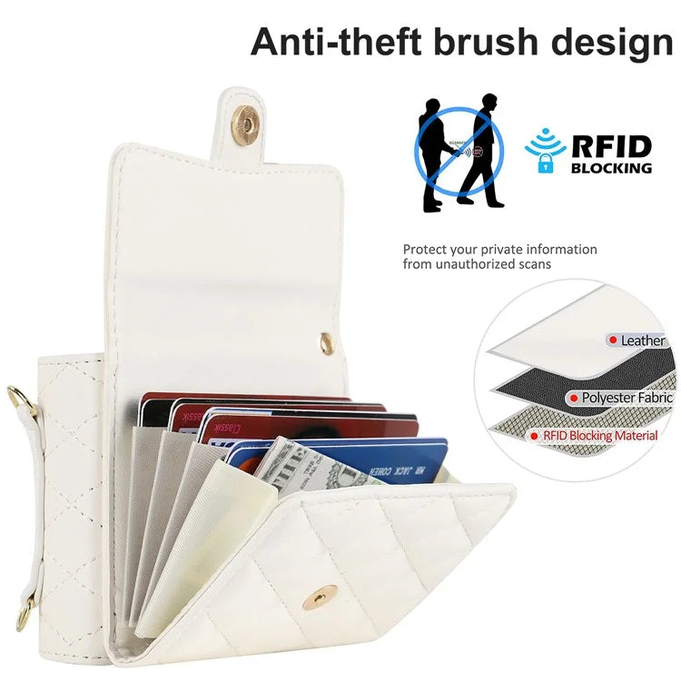 ZD 03 for Samsung Galaxy Z Flip6 5G Case Bag Design PU Leather Crossbody Phone Cover RFID Blocking