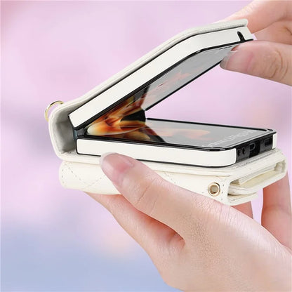 ZD 03 for Samsung Galaxy Z Flip6 5G Case Bag Design PU Leather Crossbody Phone Cover RFID Blocking