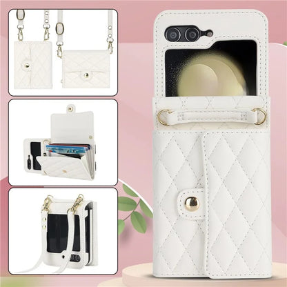 ZD 03 for Samsung Galaxy Z Flip6 5G Case Bag Design PU Leather Crossbody Phone Cover RFID Blocking