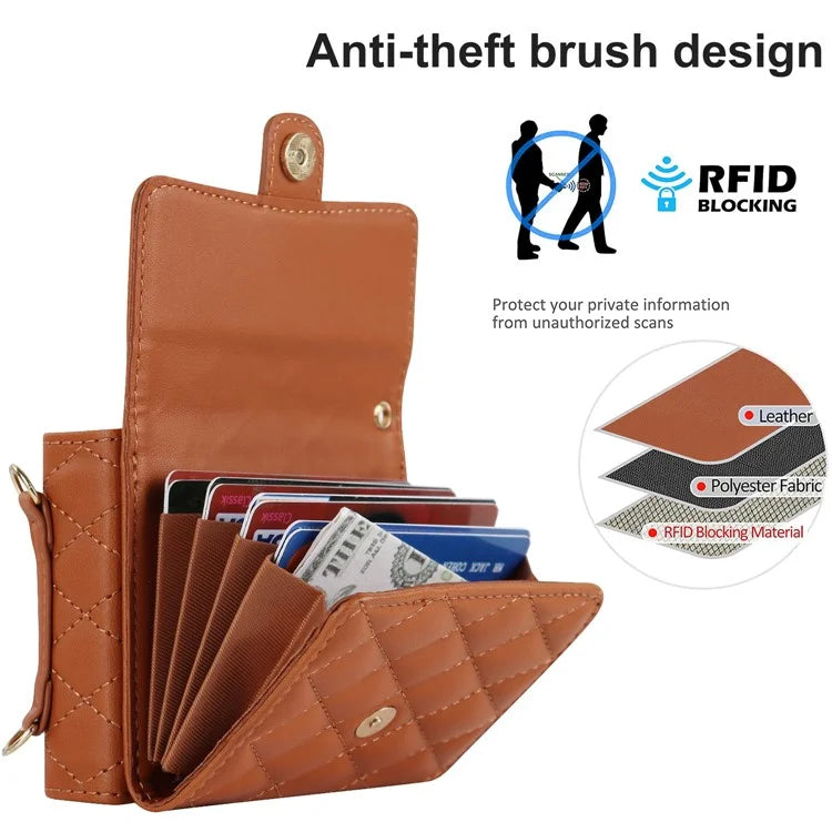 ZD 03 for Samsung Galaxy Z Flip6 5G Case Bag Design PU Leather Crossbody Phone Cover RFID Blocking
