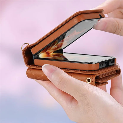 ZD 03 for Samsung Galaxy Z Flip6 5G Case Bag Design PU Leather Crossbody Phone Cover RFID Blocking