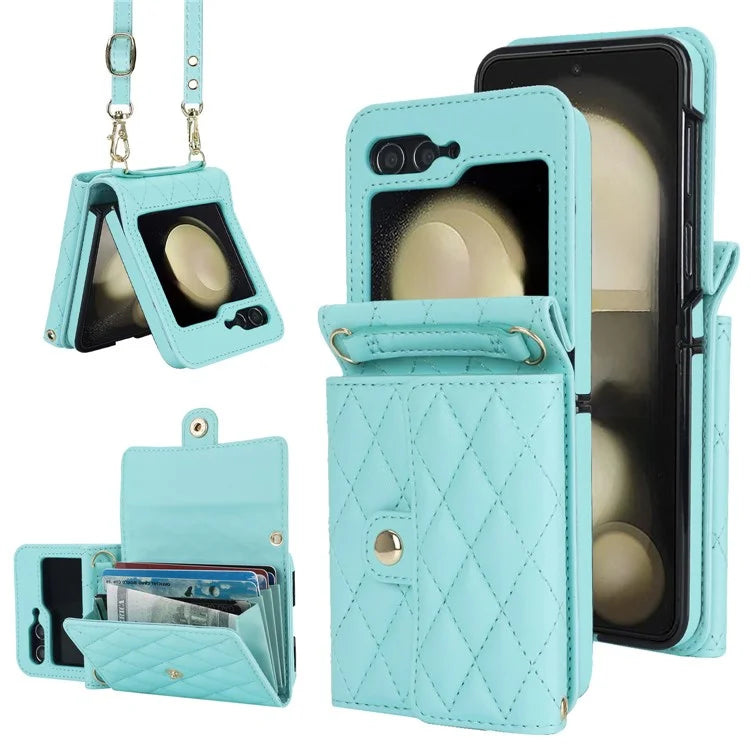 ZD 03 for Samsung Galaxy Z Flip6 5G Case Bag Design PU Leather Crossbody Phone Cover RFID Blocking