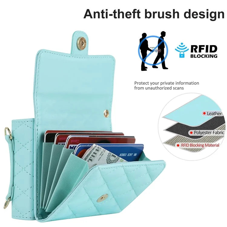 ZD 03 for Samsung Galaxy Z Flip6 5G Case Bag Design PU Leather Crossbody Phone Cover RFID Blocking