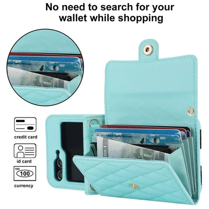 ZD 03 for Samsung Galaxy Z Flip6 5G Case Bag Design PU Leather Crossbody Phone Cover RFID Blocking
