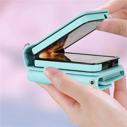 ZD 03 for Samsung Galaxy Z Flip6 5G Case Bag Design PU Leather Crossbody Phone Cover RFID Blocking