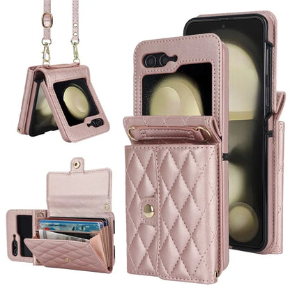 ZD 03 for Samsung Galaxy Z Flip6 5G Case Bag Design PU Leather Crossbody Phone Cover RFID Blocking