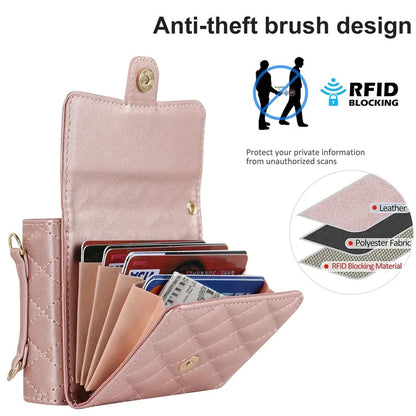 ZD 03 for Samsung Galaxy Z Flip6 5G Case Bag Design PU Leather Crossbody Phone Cover RFID Blocking