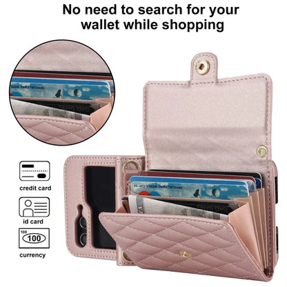 ZD 03 for Samsung Galaxy Z Flip6 5G Case Bag Design PU Leather Crossbody Phone Cover RFID Blocking
