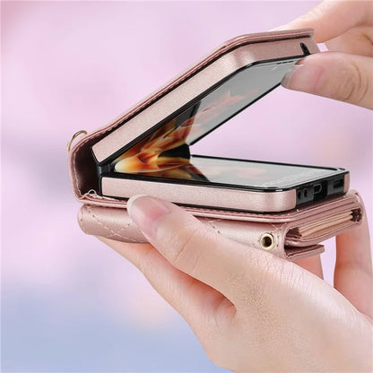 ZD 03 for Samsung Galaxy Z Flip6 5G Case Bag Design PU Leather Crossbody Phone Cover RFID Blocking
