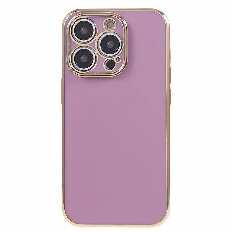 For iPhone 14 Pro Max Case Glossy TPU Flexible Phone Cover 6D Electroplating
