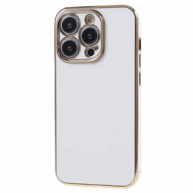 For iPhone 14 Pro Max Case Glossy TPU Flexible Phone Cover 6D Electroplating