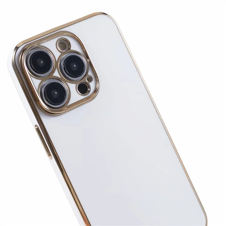 For iPhone 14 Pro Max Case Glossy TPU Flexible Phone Cover 6D Electroplating