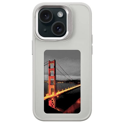 INKZONE For iPhone 15 E Ink Phone Case Kickstand Four-Color Display NFC Projection Pattern