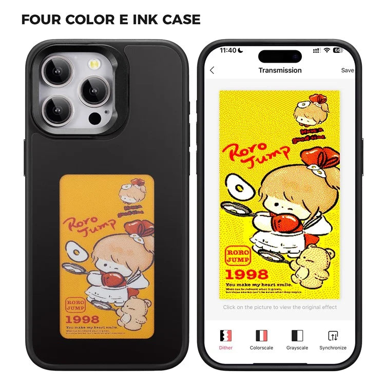 INKZONE For iPhone 14 Pro Max Four-Color Ink Phone Case DIY Pattern Kickstand Phone Cover