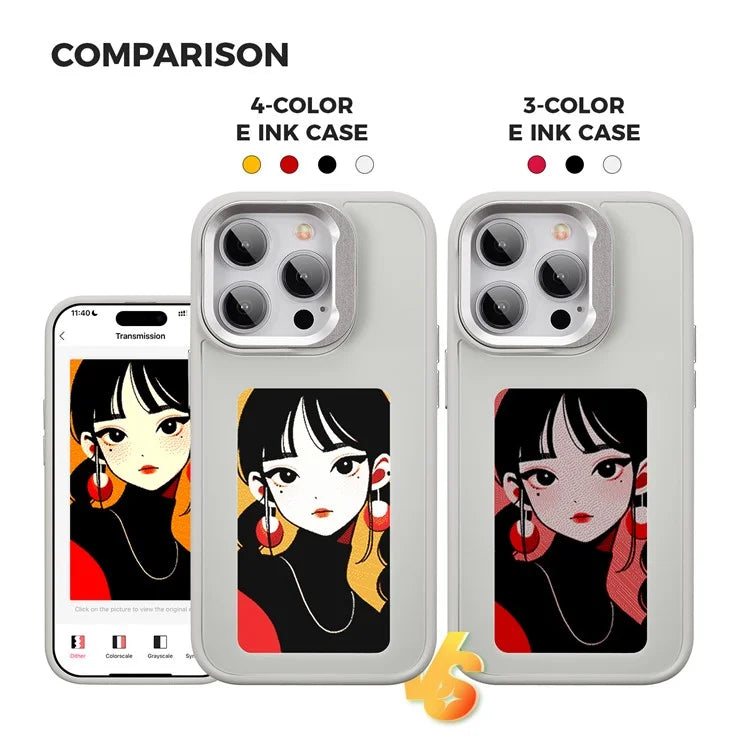 INKZONE For iPhone 14 Pro Max Four-Color Ink Phone Case DIY Pattern Kickstand Phone Cover