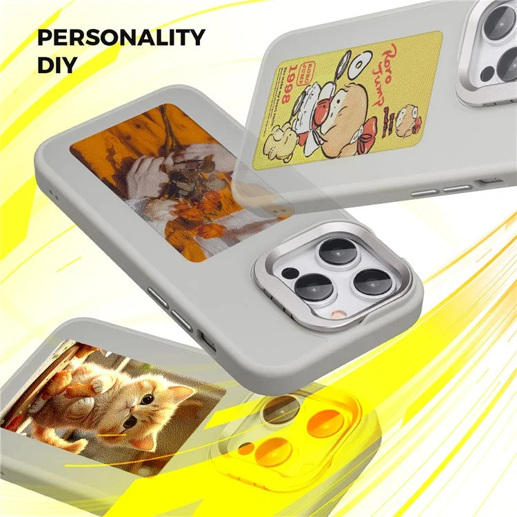 INKZONE For iPhone 13 Pro Max E Ink Phone Case Kickstand DIY Pattern Four-Color Display