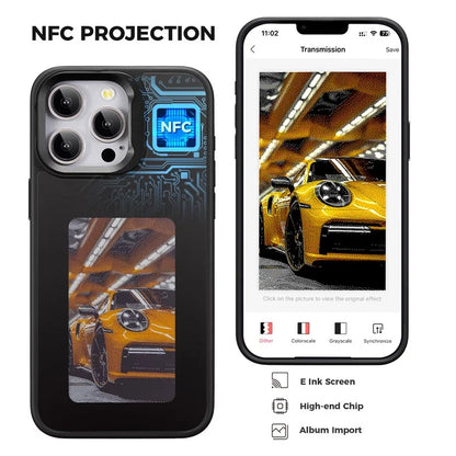 INKZONE For iPhone 13 Pro 4-Color E Ink Phone Case Kickstand DIY Customized Pattern