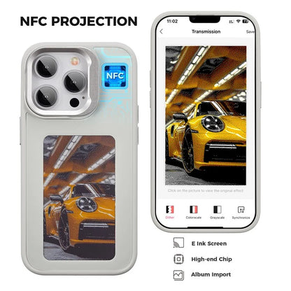 INKZONE For iPhone 13 Pro 4-Color E Ink Phone Case Kickstand DIY Customized Pattern