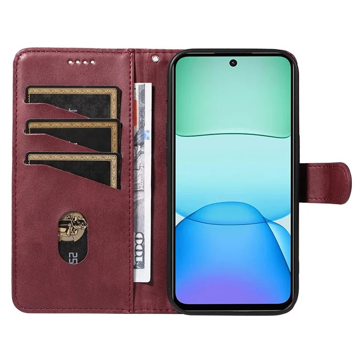 For Xiaomi Redmi 13 5G / 13 4G Anti-Scratch Phone Case Imprinted Line PU Leather Cover Wallet with Wrist Strap
