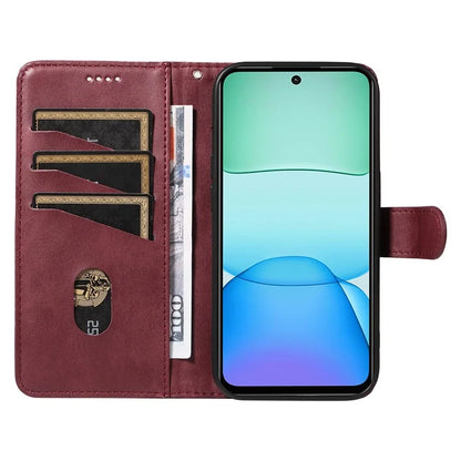 For Xiaomi Redmi 13 5G / 13 4G Anti-Scratch Phone Case Imprinted Line PU Leather Cover Wallet with Wrist Strap