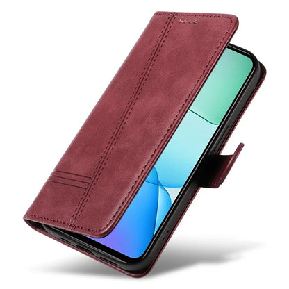 For Xiaomi Redmi 13 5G / 13 4G Anti-Scratch Phone Case Imprinted Line PU Leather Cover Wallet with Wrist Strap