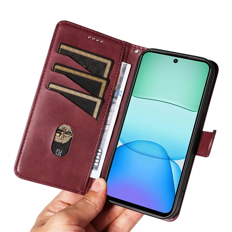 For Xiaomi Redmi 13 5G / 13 4G Anti-Scratch Phone Case Imprinted Line PU Leather Cover Wallet with Wrist Strap