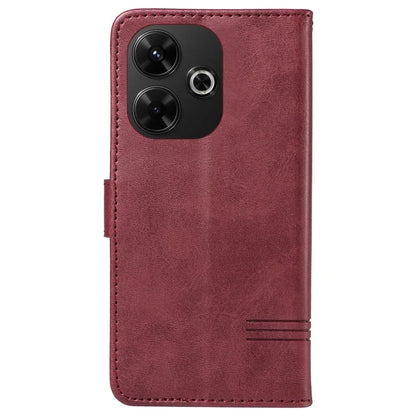 For Xiaomi Redmi 13 5G / 13 4G Anti-Scratch Phone Case Imprinted Line PU Leather Cover Wallet with Wrist Strap