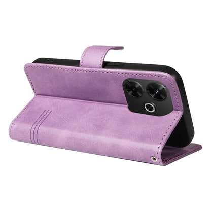 For Xiaomi Redmi 13 5G / 13 4G Anti-Scratch Phone Case Imprinted Line PU Leather Cover Wallet with Wrist Strap