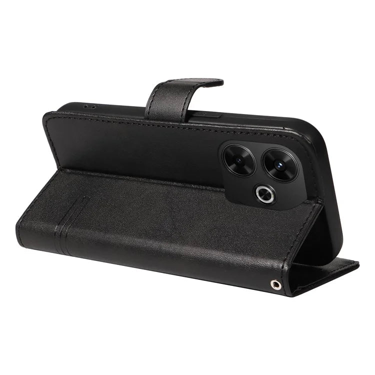 For Xiaomi Redmi 13 5G / 13 4G Anti-Scratch Phone Case Imprinted Line PU Leather Cover Wallet with Wrist Strap