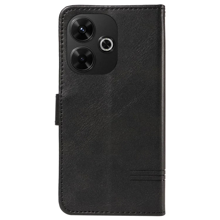 For Xiaomi Redmi 13 5G / 13 4G Anti-Scratch Phone Case Imprinted Line PU Leather Cover Wallet with Wrist Strap
