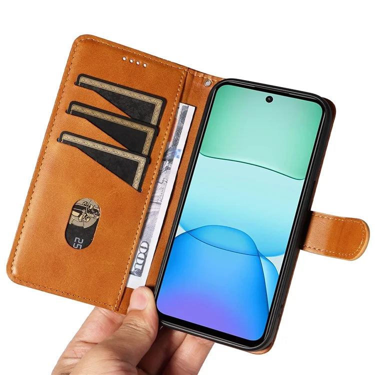For Xiaomi Redmi 13 5G / 13 4G Anti-Scratch Phone Case Imprinted Line PU Leather Cover Wallet with Wrist Strap