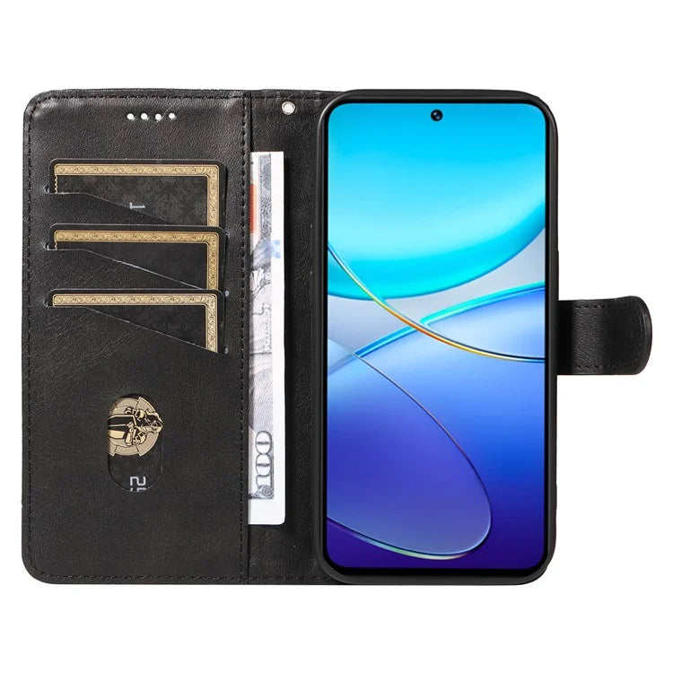 For vivo V40 SE 5G / Y100 5G (Indonesia) / Y200e 5G / V30 Lite 5G (India) Case T-Shaped Lines PU Leather Wallet Phone Cover