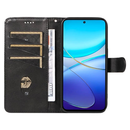 For vivo V40 SE 5G / Y100 5G (Indonesia) / Y200e 5G / V30 Lite 5G (India) Case T-Shaped Lines PU Leather Wallet Phone Cover