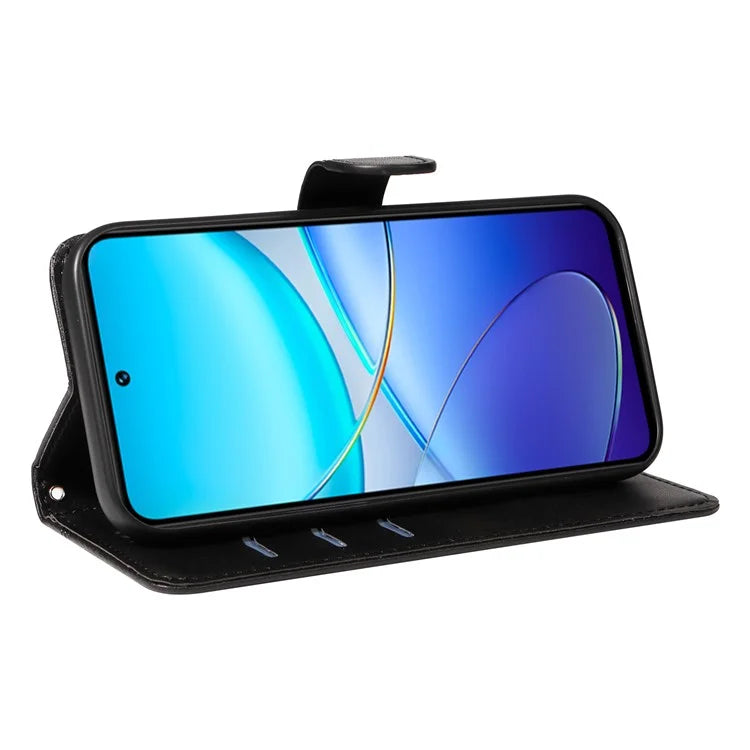 For vivo V40 SE 5G / Y100 5G (Indonesia) / Y200e 5G / V30 Lite 5G (India) Case T-Shaped Lines PU Leather Wallet Phone Cover