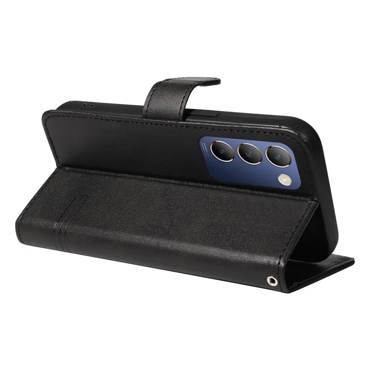 For vivo V40 SE 5G / Y100 5G (Indonesia) / Y200e 5G / V30 Lite 5G (India) Case T-Shaped Lines PU Leather Wallet Phone Cover