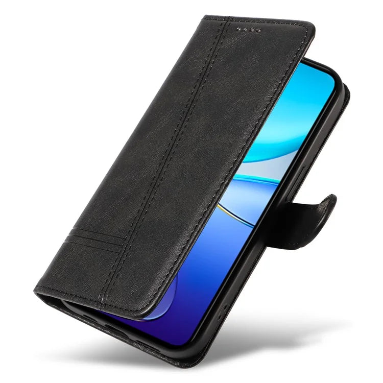 For vivo V40 SE 5G / Y100 5G (Indonesia) / Y200e 5G / V30 Lite 5G (India) Case T-Shaped Lines PU Leather Wallet Phone Cover