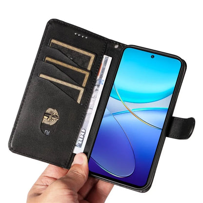 For vivo V40 SE 5G / Y100 5G (Indonesia) / Y200e 5G / V30 Lite 5G (India) Case T-Shaped Lines PU Leather Wallet Phone Cover