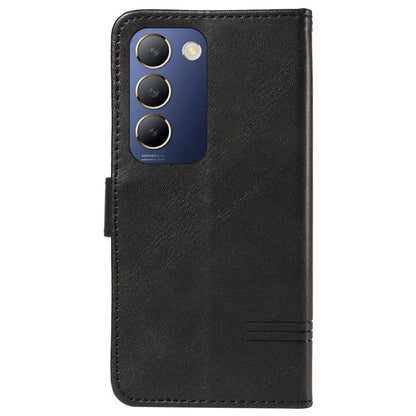 For vivo V40 SE 5G / Y100 5G (Indonesia) / Y200e 5G / V30 Lite 5G (India) Case T-Shaped Lines PU Leather Wallet Phone Cover