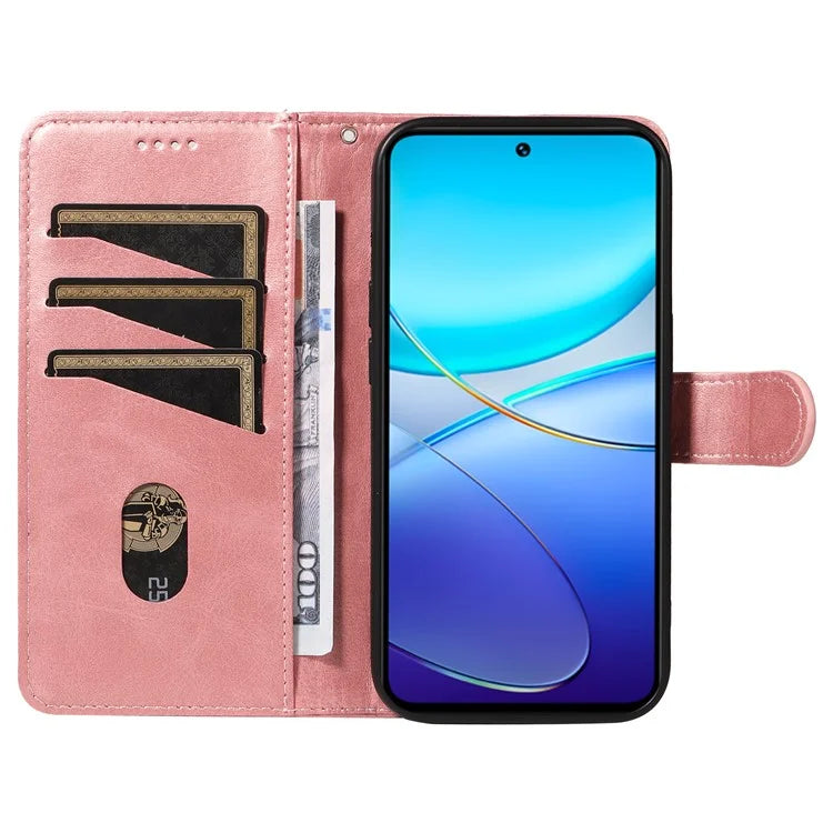 For vivo V40 SE 5G / Y100 5G (Indonesia) / Y200e 5G / V30 Lite 5G (India) Case T-Shaped Lines PU Leather Wallet Phone Cover