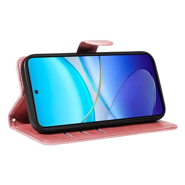 For vivo V40 SE 5G / Y100 5G (Indonesia) / Y200e 5G / V30 Lite 5G (India) Case T-Shaped Lines PU Leather Wallet Phone Cover